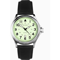 Sekonda Sekonda Altitude Men's Watch | Silver Case & Black Leather Strap with Green Dial | 30094