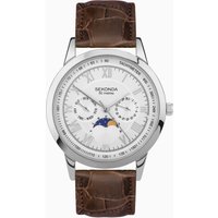 Sekonda Sekonda Armstrong Moon Phase Men's Watch | Silver Alloy Case & Brown Leather Strap with Silver Dial | 30146