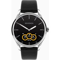 Sekonda Sekonda Hybrid Smart Watch | Silver Alloy Case & Black Leather Strap | 30150