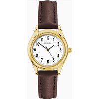 Sekonda Sekonda Evans Ladies Watch | Gold Alloy Case & Brown Leather Strap with White Dial | 40714