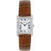 Sekonda Colette Ladies Stone Set Watch | Silver Case and Brown Leather Strap | 40736