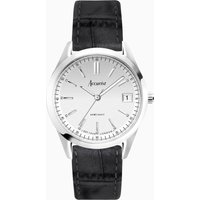 Accurist Accurist Everyday Unisex Watch Silver Case Black Leather Strap With Silver Dial 36mm