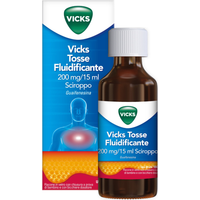 Vicks Tosse Fluidif Fluidificante Sciroppo Tosse Grassa 200mg/15ml Guaifenesina, 180ml