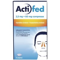 Actifed 2,5mg + 60mg Triprolidina Cloridrato + Pseudoefedrina Cloridrato Congestione Nasale, 12 Compresse