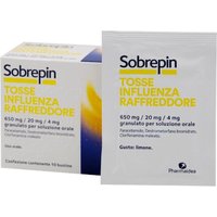 Sobrepin Tosse Influenza e Raffreddore Paracetamolo 650mg + Destrometorfano 20mg + Clorfenamina 4mg, 10 bustine