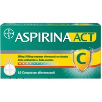 AspirinaACT Raffreddore Influenza 800mg + 480mg Acido acetilsalicilico con Vitamina C, 10 Compresse Effervescenti