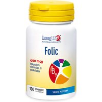 LongLife Folic Integratore di Acido Folico 400mcg, 100 Compresse