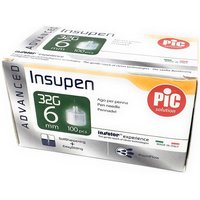 Pic Insupen Advanced Ago Penna Insulina Misura 32G 6mm, 100 Pezzi