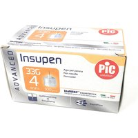 Pic Insupen Advanced Ago Penna Insulina Misura 33G 4mm, 100 Pezzi