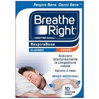 Breathe Right Original Cerotti Nasali Classici Grandi, 10 Pezzi
