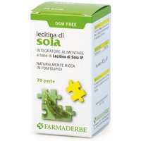 Farmaderbe Lecitina di Soia Integratore Alimentare, 70 Perle