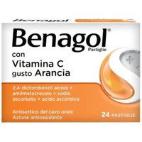 Benagol Pastiglie con Vitamina C Gusto Arancia Antisettico del Cavo Orale, 24 Pastiglie