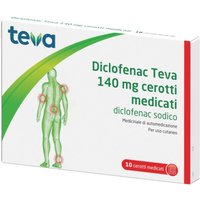 Teva Diclofenac 140 mg - Cerotti diclofenac Teva per il dolore muscolare, 10 cerotti medicati