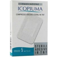 Icopiuma Medicazione Compresse Adesive TNT Sterili 5 X 7,5 cm 5 Pezzi