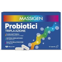 Massigen Probiotici Tripla Azione Integratore di Fermenti Lattici, 10 Capsule