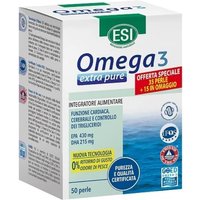 ESI Omega 3 - Extra Pure Integratore Naturale Omega 3 e Vitamina E, 35 + 15 perle
