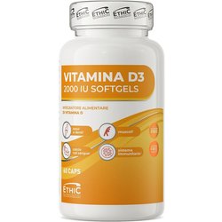 Ethicsport Vitamina D3 2000 Ui Integratore Ossa Muscoli E Difese Immunitarie, 60 Softgels