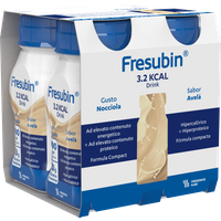 Fresenius Kabi Fresubin 3.2 kcal Drink Nocciola Integratore Completo Ipercalorico e Proteico, 4 Flaconi x 125ml