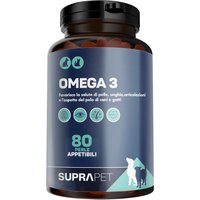 Suprapet Omega 3 Cani e Gatti Integratore EPA DHA, 80 Perle Appetibili
