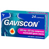 Gaviscon 500mg + 267mg Compresse Masticabili Gusto Menta per Bruciore di Stomaco Occasionale, 24 Compresse
