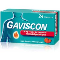 Gaviscon 250mg + 133,5mg Compresse Masticabili Gusto Fragola per Bruciore di Stomaco Occasionale, 24 Compresse