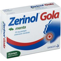 Zerinol Gola Menta 20mg Ambroxolo Cloridrato per Mal di Gola Acuto, 18 Pastiglie