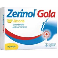 Zerinol Gola Limo Limone 20mg Ambroxolo Cloridrato per Mal di Gola Acuto, 18 Pastiglie