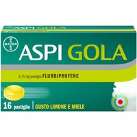 Aspi Gola Caramelle Antinfiammatorio per Gola Infiammata e Mal di Gola Gusto Limone Miele, 16 Pastiglie