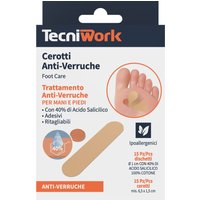 Tecniwork Cerotti anti verruche piedi - Cerotti per la rimozione delle verruche, 15+15 pezzi