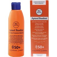 Bioapta Aptasol Bambini - Latte solare SPF 50+ resistente all'acqua, 125 ml