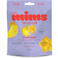 Hello Mims Buonanotte Integratore di Melatonina in Caramelle Gusto Frutta, 7 Bustine Giornaliere