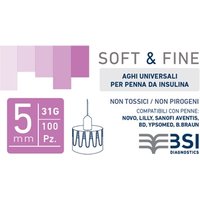 Ago Per Penna Da Insulina Soft&fine 31 Gauge 5 Mm 100 Pezzi