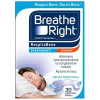 Breathe Right Cerottini Nasali Respira Bene Trasparenti Grandi, 30 cerottini