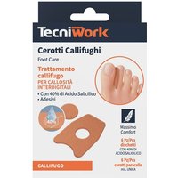 Tecniwork Cerotto callifugo interdigitale - Cerotti per rimuovere i calli, 6 pezzi e 6 dischetti
