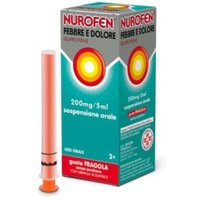 Nurofen Febbre e Dolore Bambini 200mg/5ml Ibuprofene Sospensione Orale Gusto Fragola Senza Zucchero, 100ml