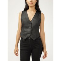 Women's Black Coated Denim Vest (Black) Size L by Silver Jeans