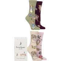 4 Pair SOCKSHOP Beatrix Potter Peter Rabbit Mr. Jeremy Fisher Mrs. Tiggy Winkle Jemima Puddle Duck Gift Boxed Socks 4 8