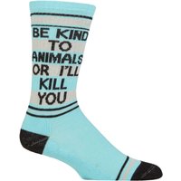 1 Pair Be Kind to Animals or Ill Kill You Cotton Socks One