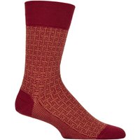 1 Pair Falke Sensitive London Cotton Patterned Left Right Socks Comfort Cuff Ruby 8.5 11