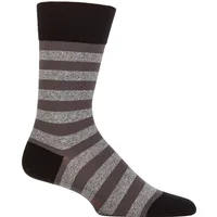 Mens 1 Pair Falke Sensitive London Striped Cotton Socks Black / Grey 5.5-8 Mens