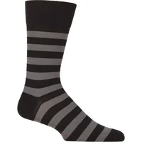 Mens 1 Pair Falke Sensitive London Striped Cotton Socks Black 8.5-11 Mens