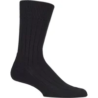 1 Pair Black Teppich Im Schuh 'Carpet In Shoe' Virgin Wool Ribbed Socks Men's 7-8 Mens - Falke
