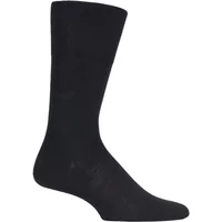 1 Pair Black Airport Plain Virgin Wool and Cotton Business Socks Men's 7-8 Mens - Falke