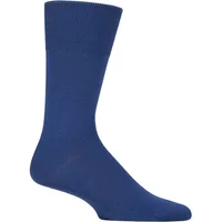 Mens 1 Pair Falke Airport Plain Virgin Wool and Cotton Business Socks Sapphire 8.5-9.5 Mens