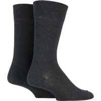 2 Pair Anthracite Melange Swing Plain Cotton Socks 5.5 8