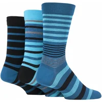 3 Pair Big City Comfort Cuff Gentle Bamboo Striped and Plain Socks with Smooth Toe Seams Men's 7-11 Mens - SOCKSHOP