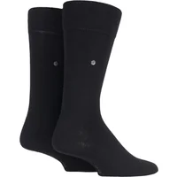 2 Pair Black Everyday Cotton Socks Men's 6.5-11 Mens - Burlington