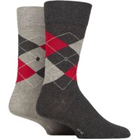 2 Pair Burlington Argyle Cotton Socks Melange 6.5 11