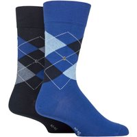 2 Pair Burlington Argyle Cotton Socks Deep 6.5 11