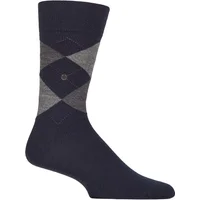 Mens 1 Pair Burlington Edinburgh Virgin Wool Argyle Socks Navy Grey 6.5-11 Mens